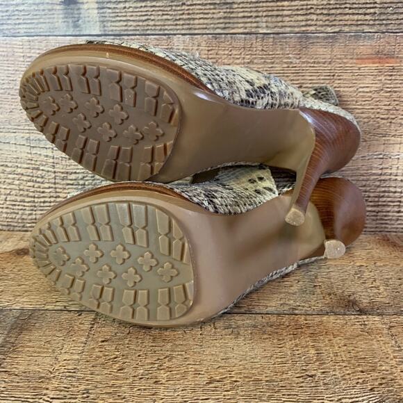 Michael Kors Leather Snakeskin Print Heeled Sandals Ankle Strap Shoes Size 7 - Picture 6 of 7